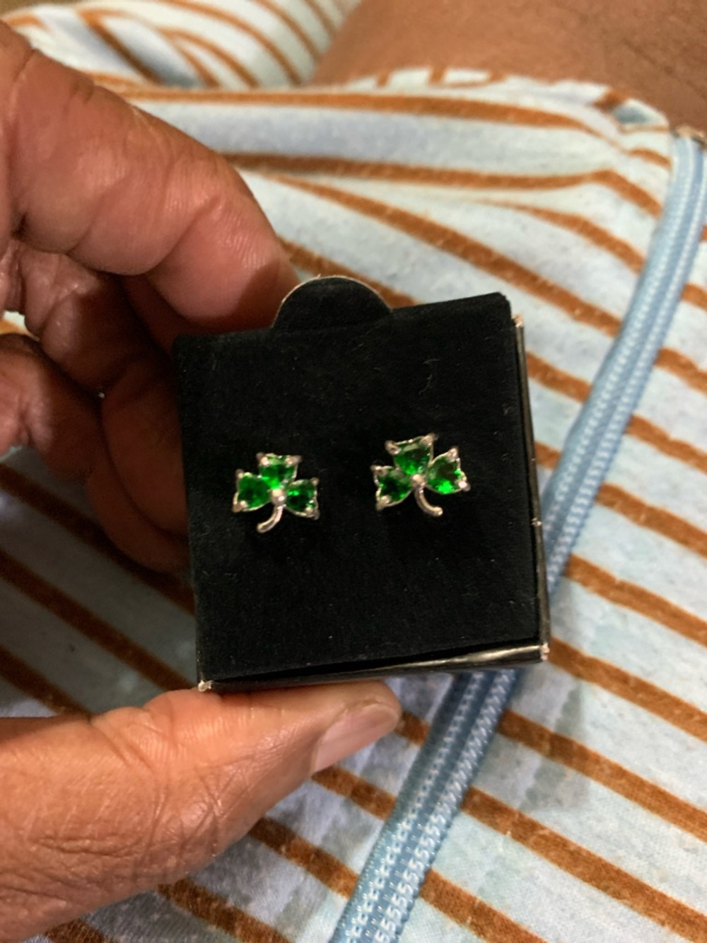 Avon Emerald Green Shamrock Clover Stud Earrings - Women's Jewelry